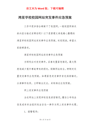 湾星学校校园网站突发事件应急预案.docx