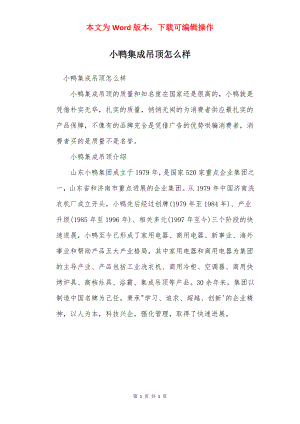 小鸭集成吊顶怎么样.docx