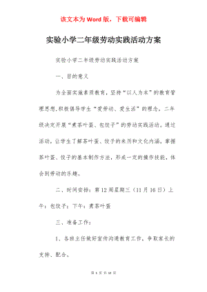 实验小学二年级劳动实践活动方案.docx