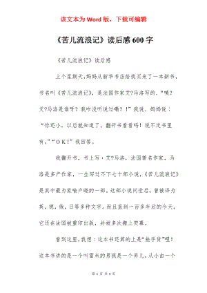 《苦儿流浪记》读后感600字.docx