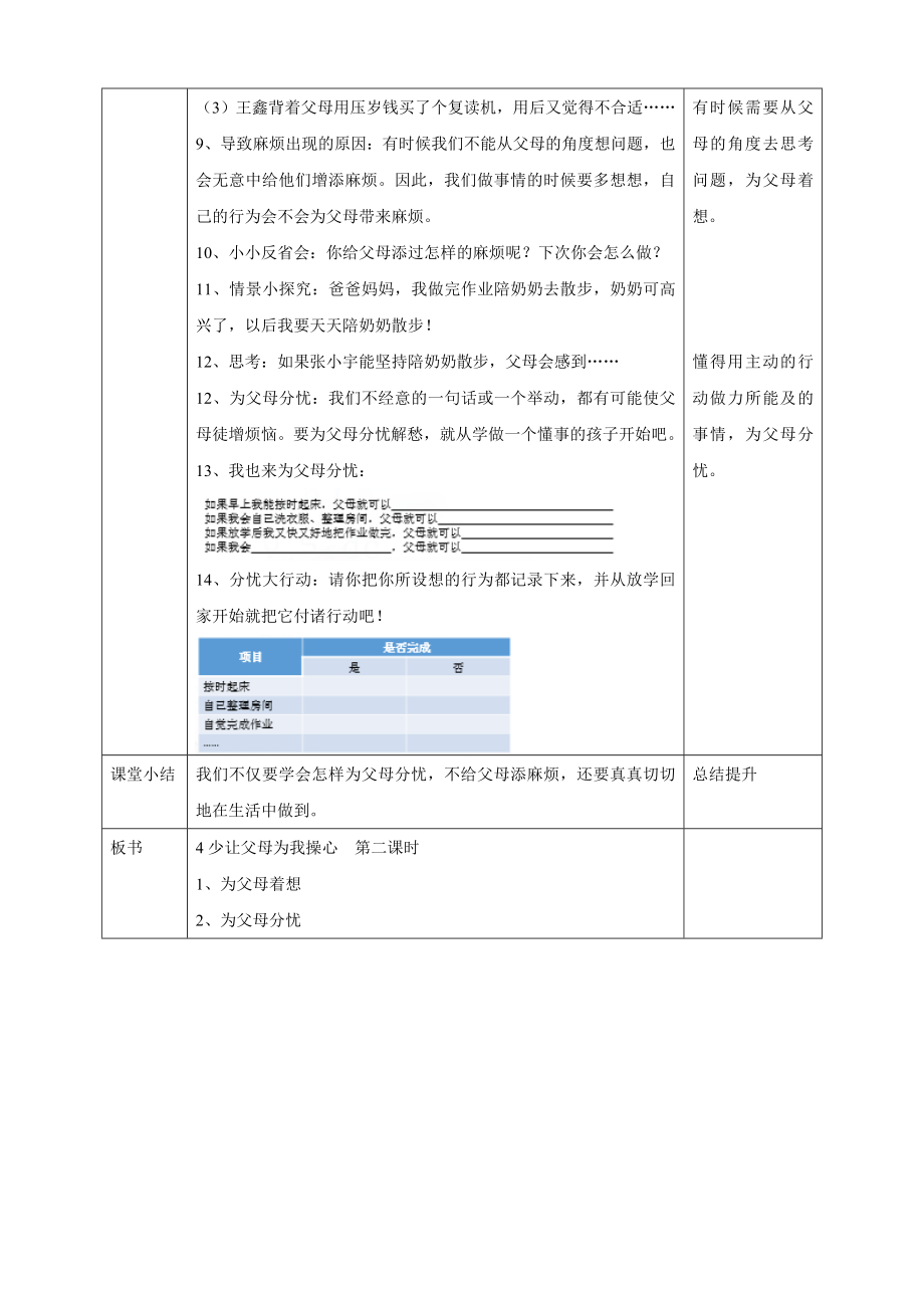 道德与法治四上4少让父母为我操心--第二课时教案公开课教案教学设计课件.doc_第2页