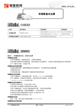 初中数学题库试题考试试卷 1.2.1有理数基本运算.题库学生版.doc