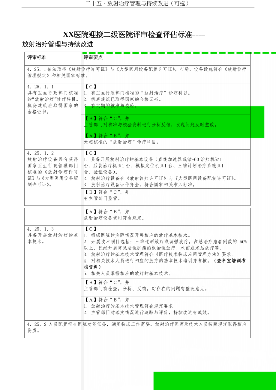 医院迎接二级医院评审检查评估标准----放射治疗管理与持续改进.doc_第2页