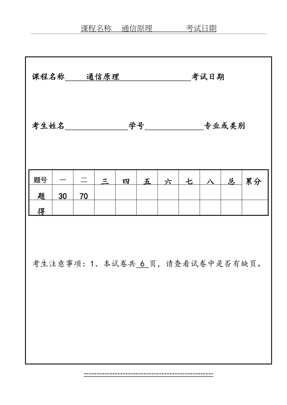 福州大学-～2012学年通信原理期末试卷.doc_第2页