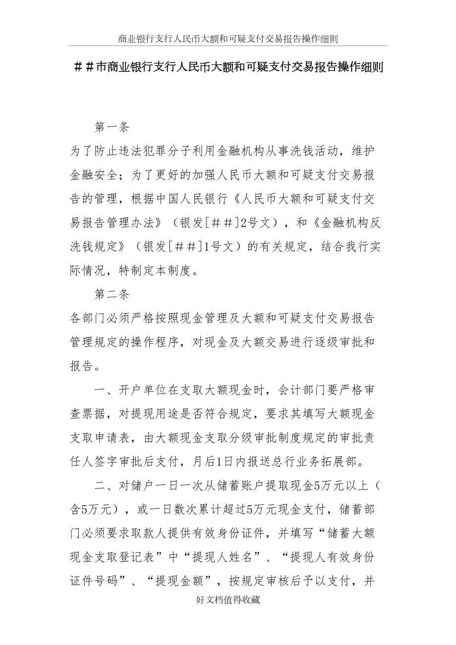 商业银行支行人民币大额和可疑支付交易报告操作细则.doc_第2页