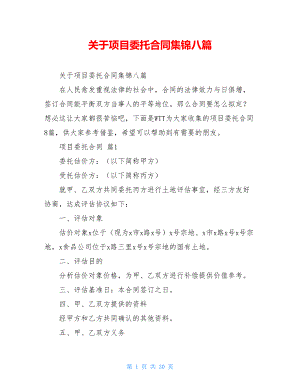 关于项目委托合同集锦八篇.doc