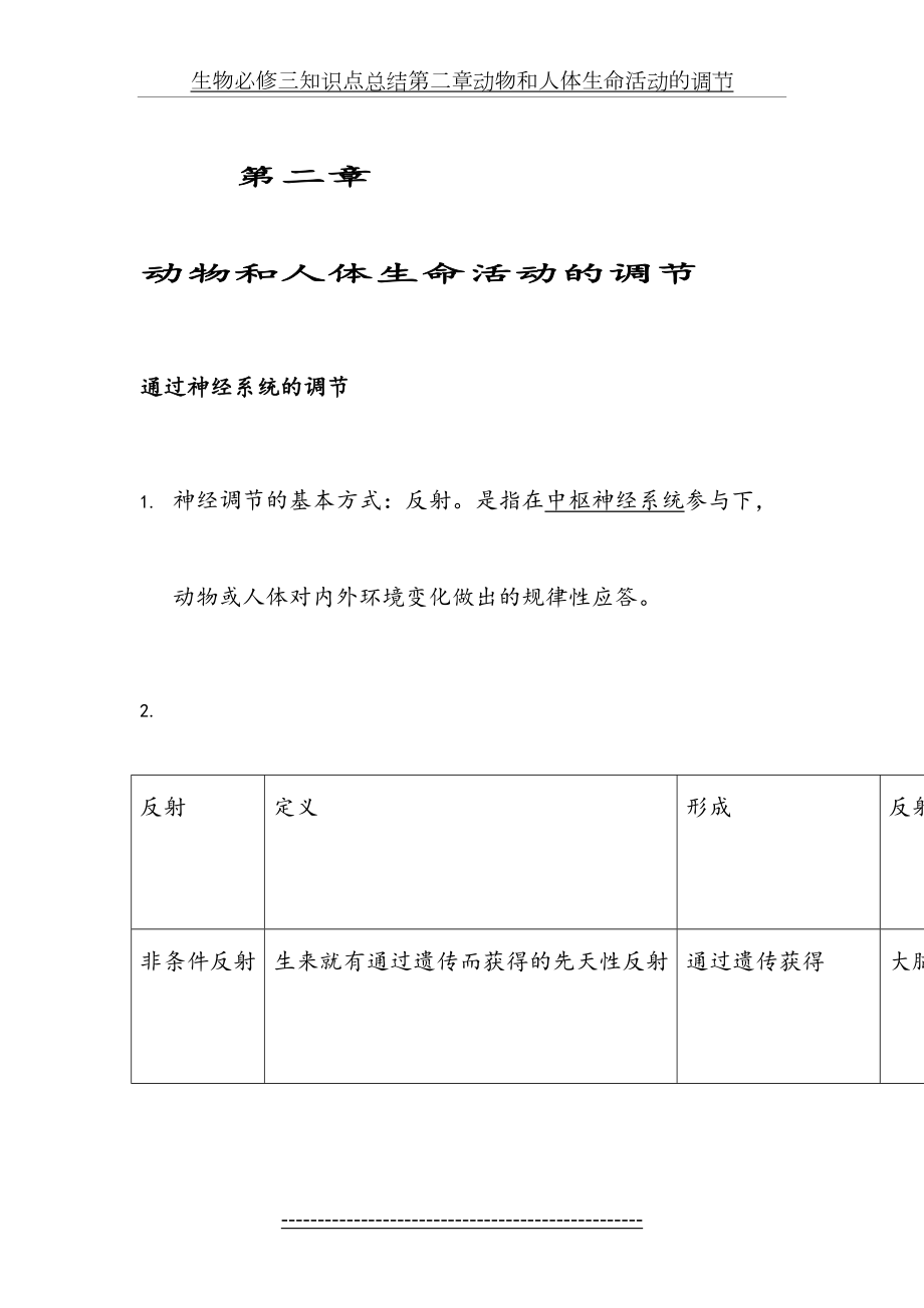 生物必修三知识点总结第二章动物和人体生命活动的调节.doc_第2页