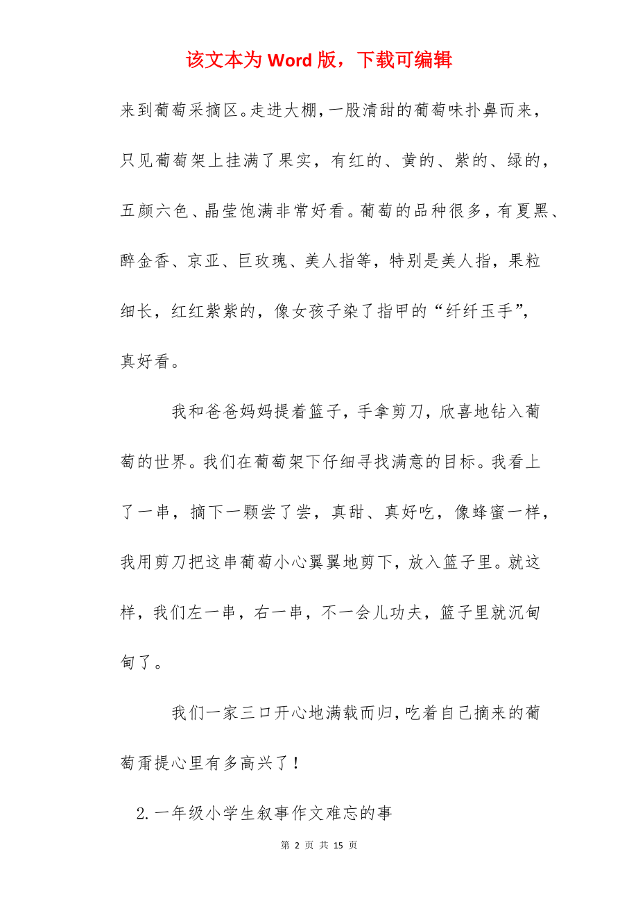 一年级小学生叙事作文难忘的事.docx_第2页