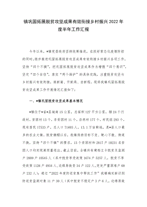 镇巩固拓展脱贫攻坚成果有效衔接乡村振兴2022年度半年工作汇报.docx