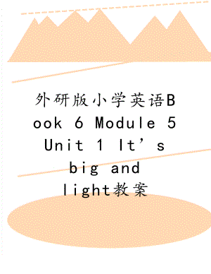 外研版小学英语Book 6 Module 5 Unit 1 It’s big and light教案.doc