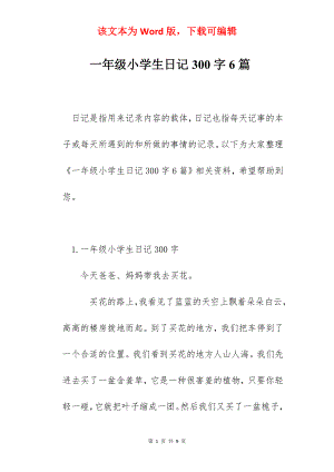 一年级小学生日记300字6篇.docx