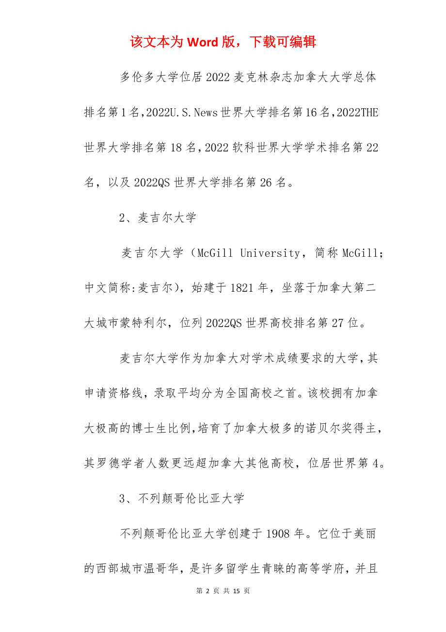 2022年加拿大留学大学排名.docx_第2页