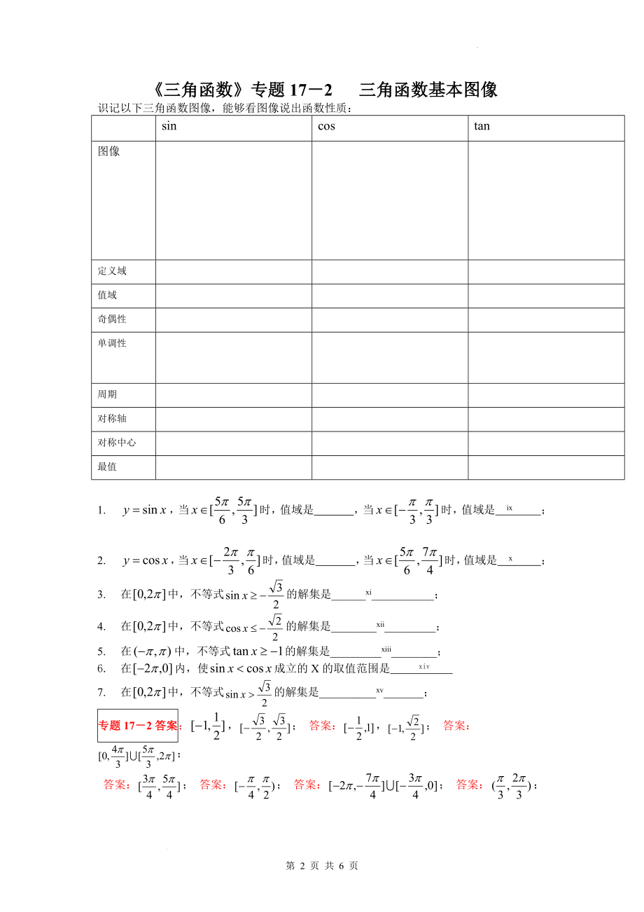 17 三角函数基本图像学案--高一上学期数学人教A版（2019）必修第一册.docx_第2页