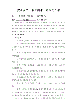 项目经理、书记与安全总监责任书（样本）.docx