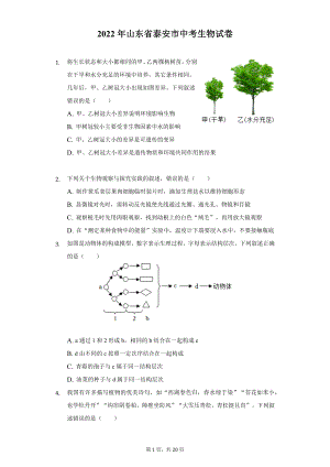 2022年山东省泰安市中考生物试题及答案解析.docx