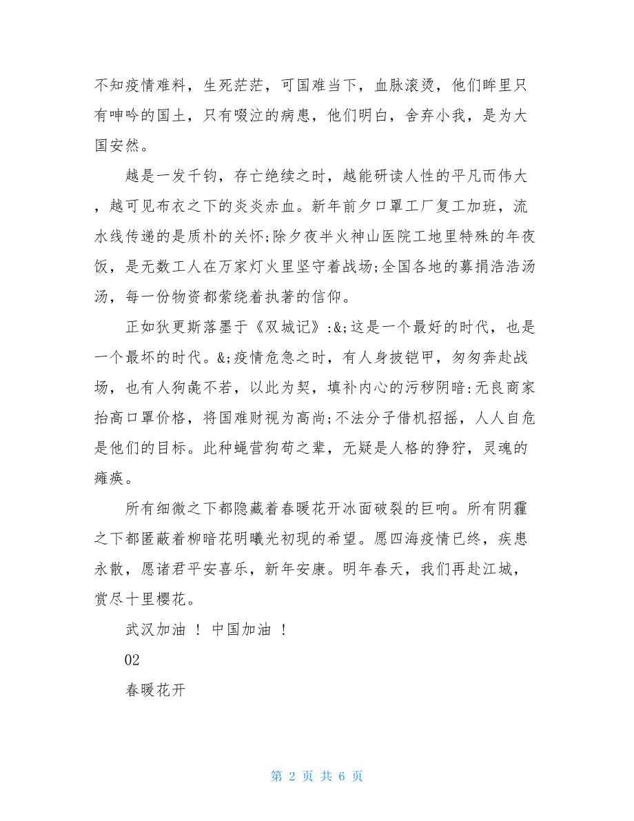 2021中考语文疫情作文（可编辑例文）2021疫情英语作文.doc_第2页