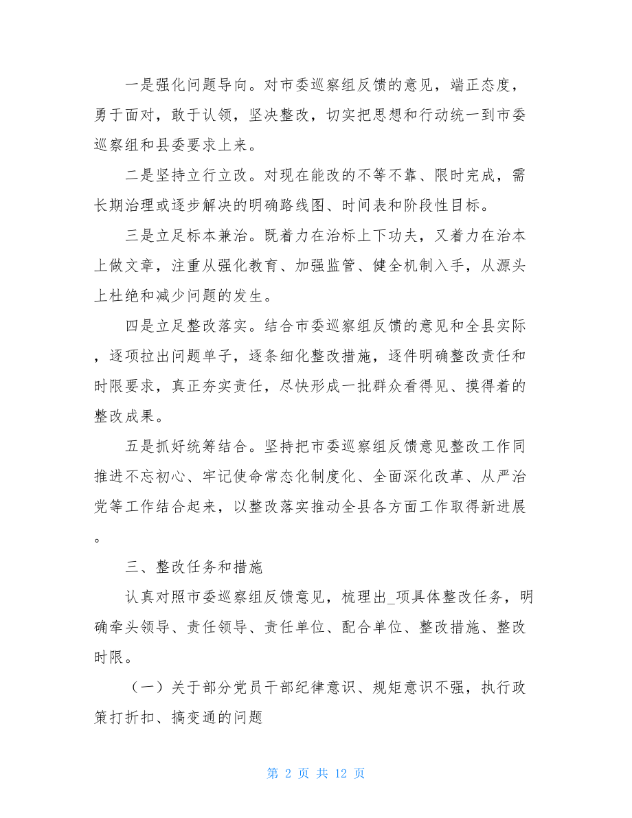 X市委巡察反馈意见整改落实方案.doc_第2页