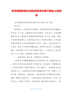 在市容园林委内设机构改革中层干部会上的讲话.doc