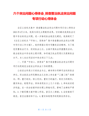 六个突出问题心得体会排查整治执法突出问题专项行动心得体会.doc