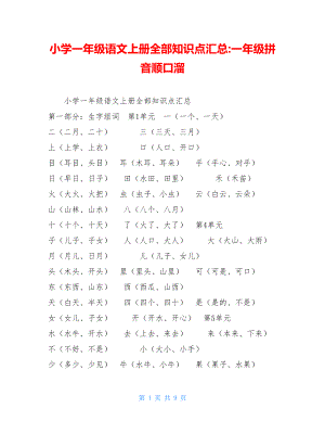 小学一年级语文上册全部知识点汇总-一年级拼音顺口溜.doc