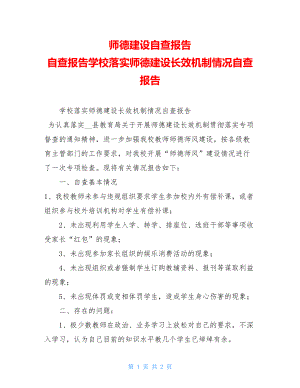 师德建设自查报告自查报告学校落实师德建设长效机制情况自查报告.doc