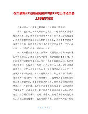 在市委第XX巡察组巡察XX镇XX村工作动员会上的表态发言.doc