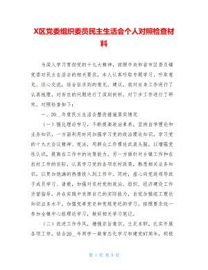 X区党委组织委员民主生活会个人对照检查材料.doc