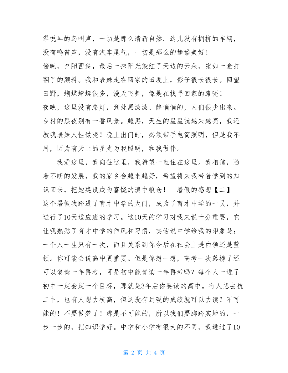 我的暑假日记精选暑假的感想精选范文集锦三篇.doc_第2页