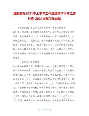 县政府办2021年上半年工作总结和下半年工作计划2021半年工作总结.doc