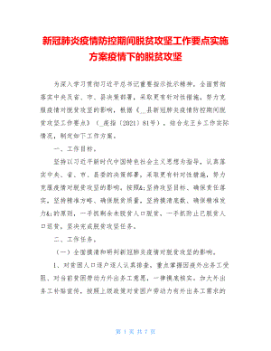 新冠肺炎疫情防控期间脱贫攻坚工作要点实施方案疫情下的脱贫攻坚.doc