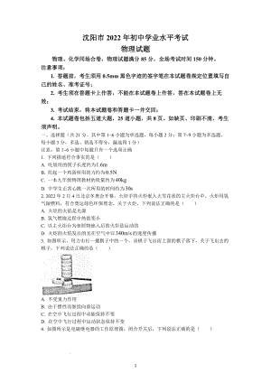 2022年辽宁省沈阳市中考物理试题.docx