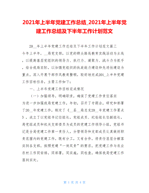 2021年上半年党建工作总结2021年上半年党建工作总结及下半年工作计划范文.doc