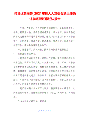 领导述职报告2021年县人大常委会副主任的述学述职述廉述法报告.doc