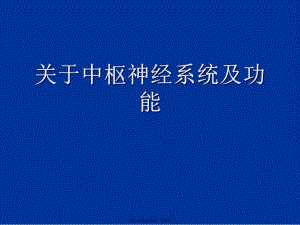 中枢神经系统及功能课件.ppt