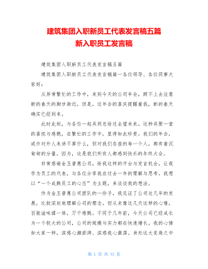 建筑集团入职新员工代表发言稿五篇新入职员工发言稿.doc