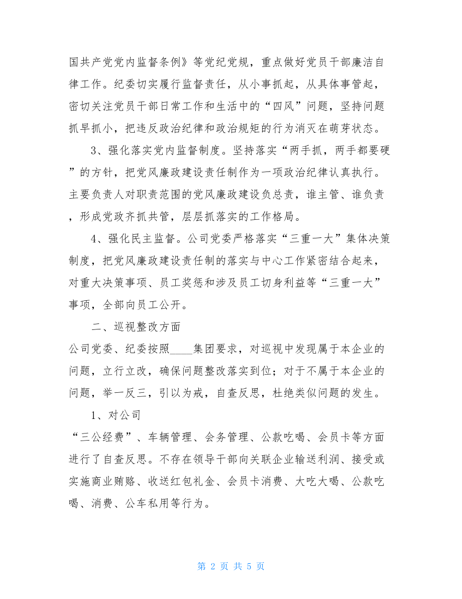 xxxx有限公司纪委工作自查报告审查调查安全排查.doc_第2页