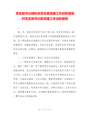 党支部书记局机关党支部党建工作述职报告村党支部书记抓党建工作述职报告.doc