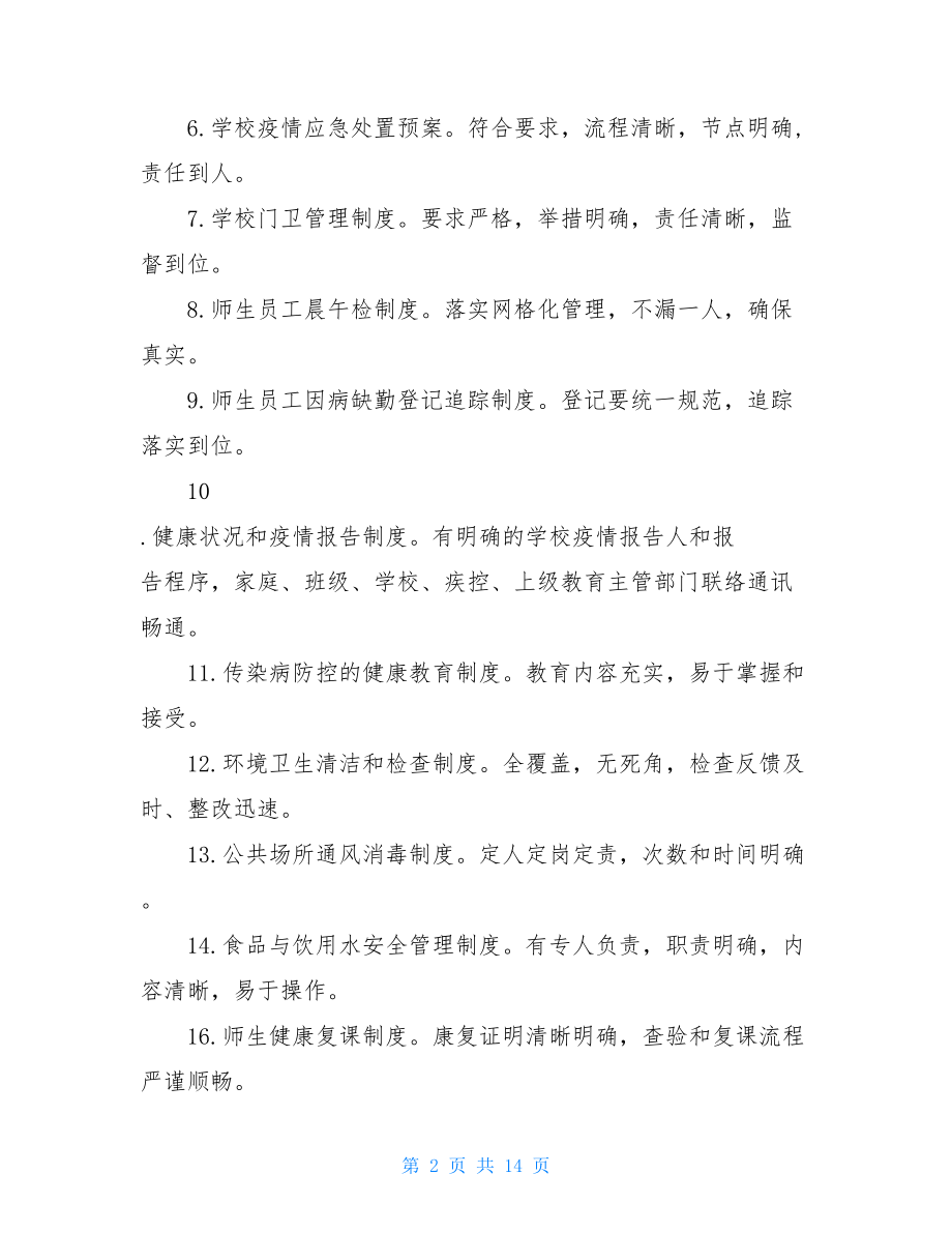 2021年学校开学后防疫工作清单2021学校开学工作方案.doc_第2页