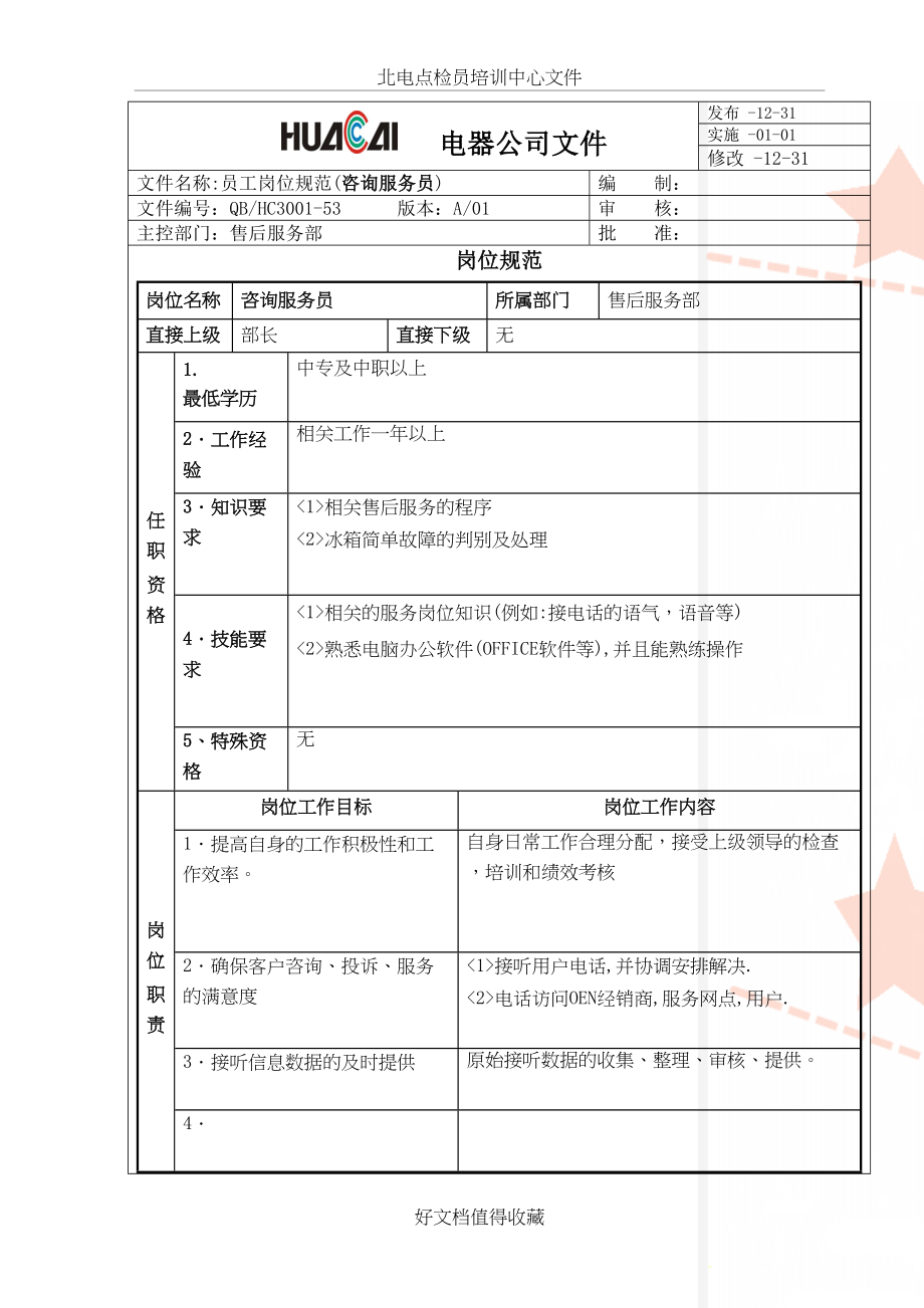 电器公司员工岗位规范(咨询服务员).doc_第2页