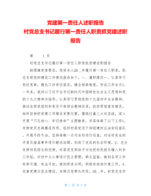 党建第一责任人述职报告村党总支书记履行第一责任人职责抓党建述职报告.doc