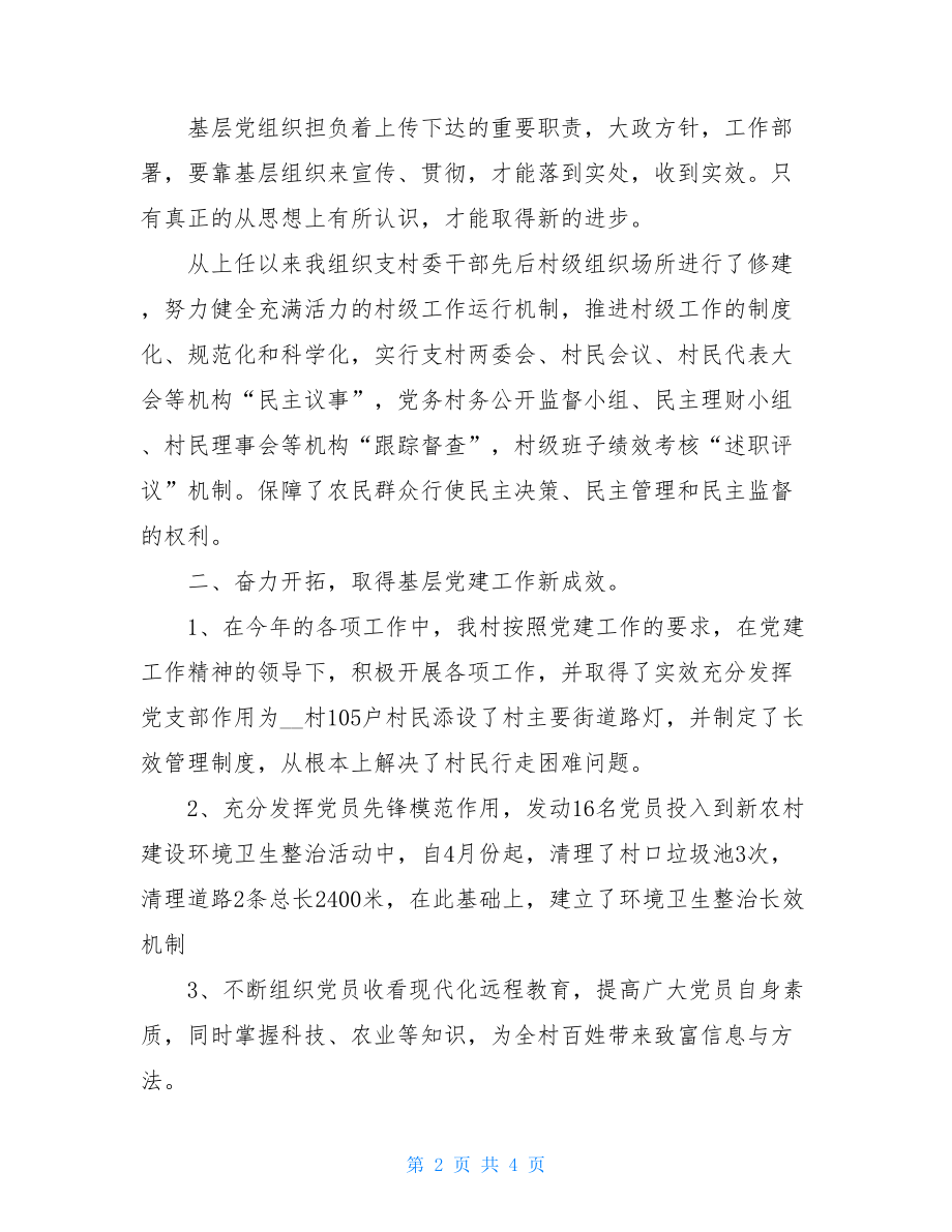 党支部抓党建述职报告党支部书记党建述职报告三.doc_第2页