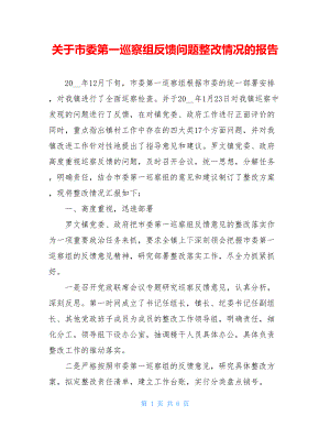 关于市委第一巡察组反馈问题整改情况的报告.doc