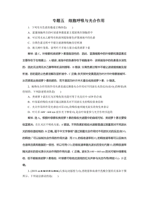 高考生物二轮复习专题五细胞呼吸与光合作用强化训练.doc