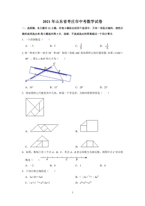 2021年山东省枣庄市中考数学试卷及答案解析.doc