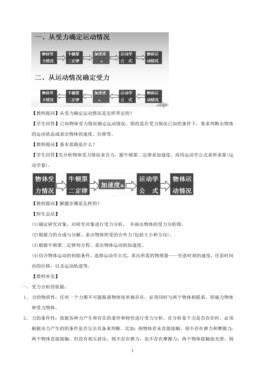 人教版（2019）高中物理必修第一册4.5牛顿运动定律的应用教案.doc_第2页