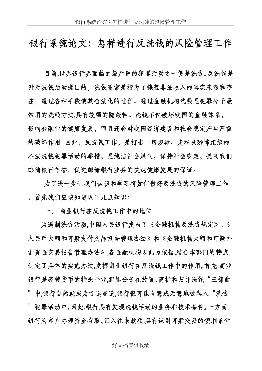 银行系统论文：怎样进行反洗钱的风险管理工作.doc_第2页