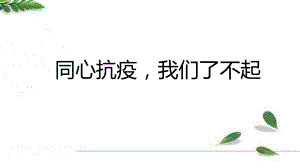 【学校励志教育系列资料】同心抗疫我们了不起--高一下学期主题班会.pptx