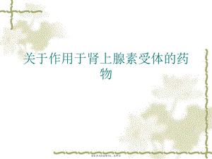 作用于肾上腺素受体的药物课件.ppt