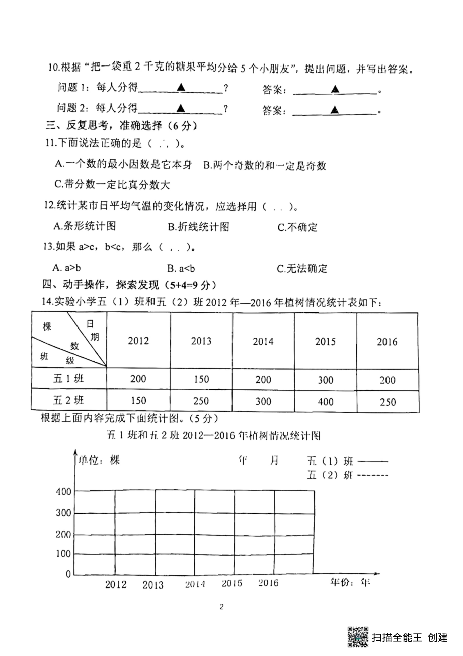 江苏省南京市江北新区2021-2022学年五年级下学期期末数学调研卷.pdf_第2页