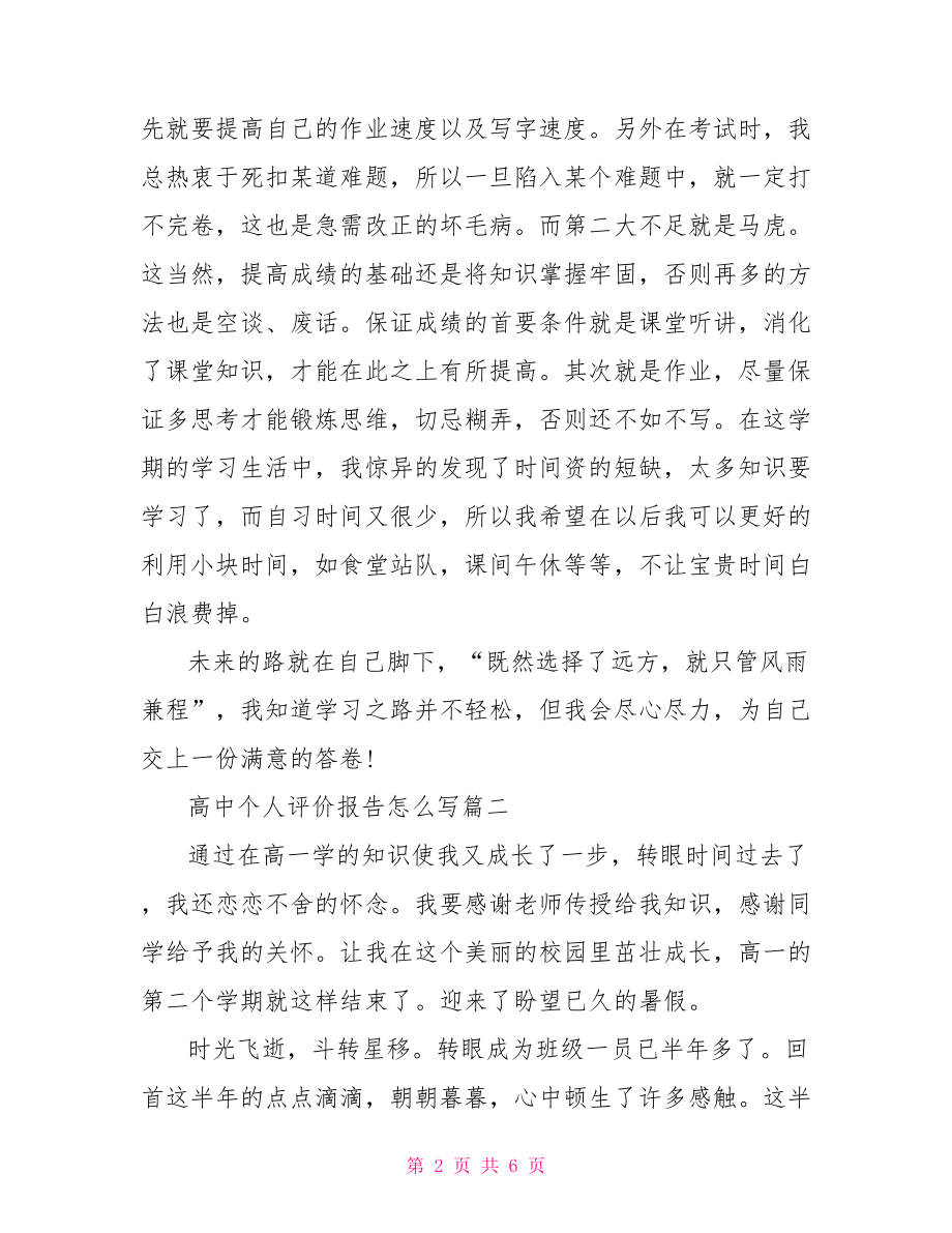 项目评价报告 高中个人评价报告怎么写.doc_第2页